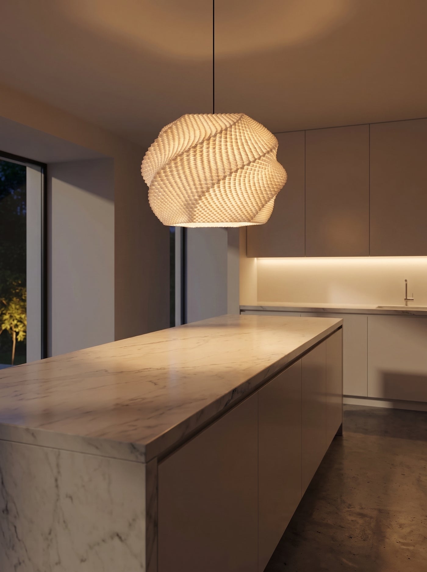Helix Twist 3D Printed Pendant Lamp | Modern Designer Hanging Ceiling Light | Scandinavian Chandelier | PLA Lampshade