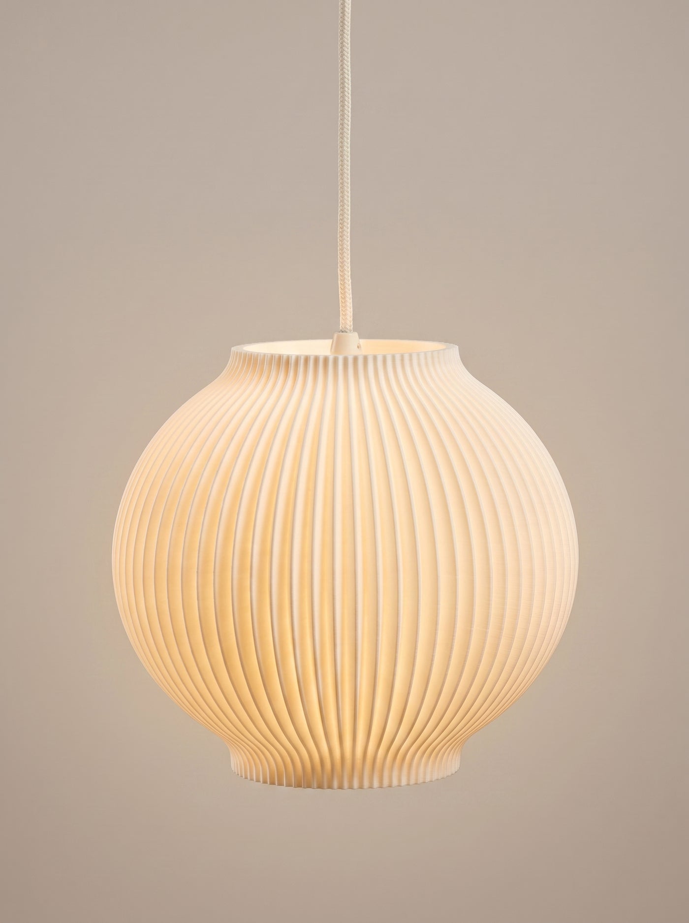 3D Printed Ribbed Hanging Pendant Light Shade | Modern Scandinavian Ceiling Lamp | Minimalist Home Lighting