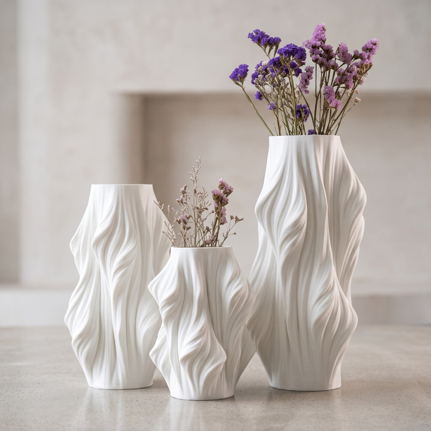 Modern Twisted Wave 3D Printed Decorative Vase | Minimalist Home Decor Flower Vase | Matte Finish | White
