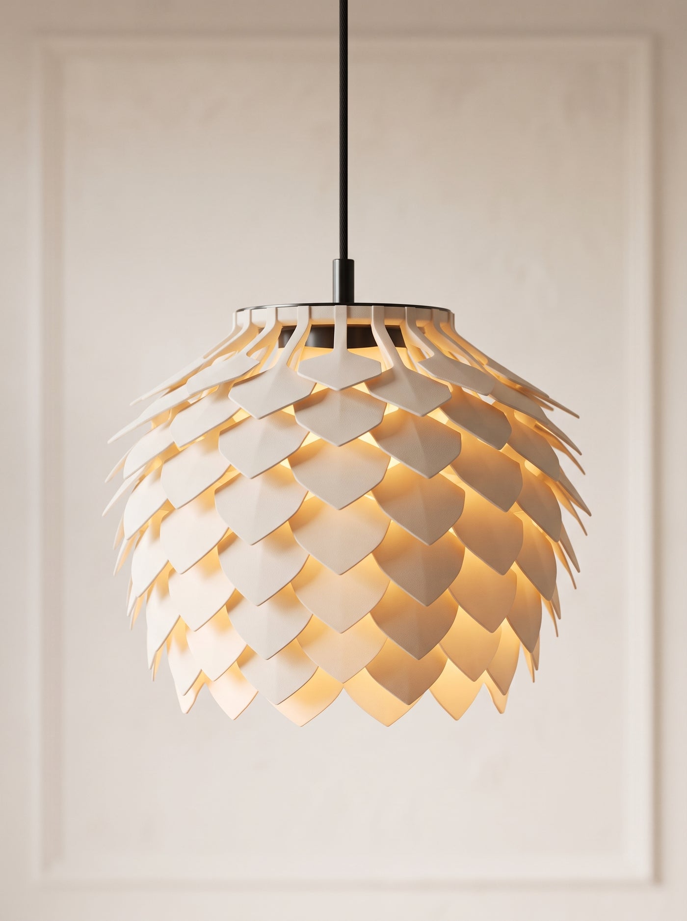 Pine Cone 3D Printed Pendant Lamp | Scandinavian Designer Hanging Light | Modern Ceiling Chandelier | Matte PLA Lampshade