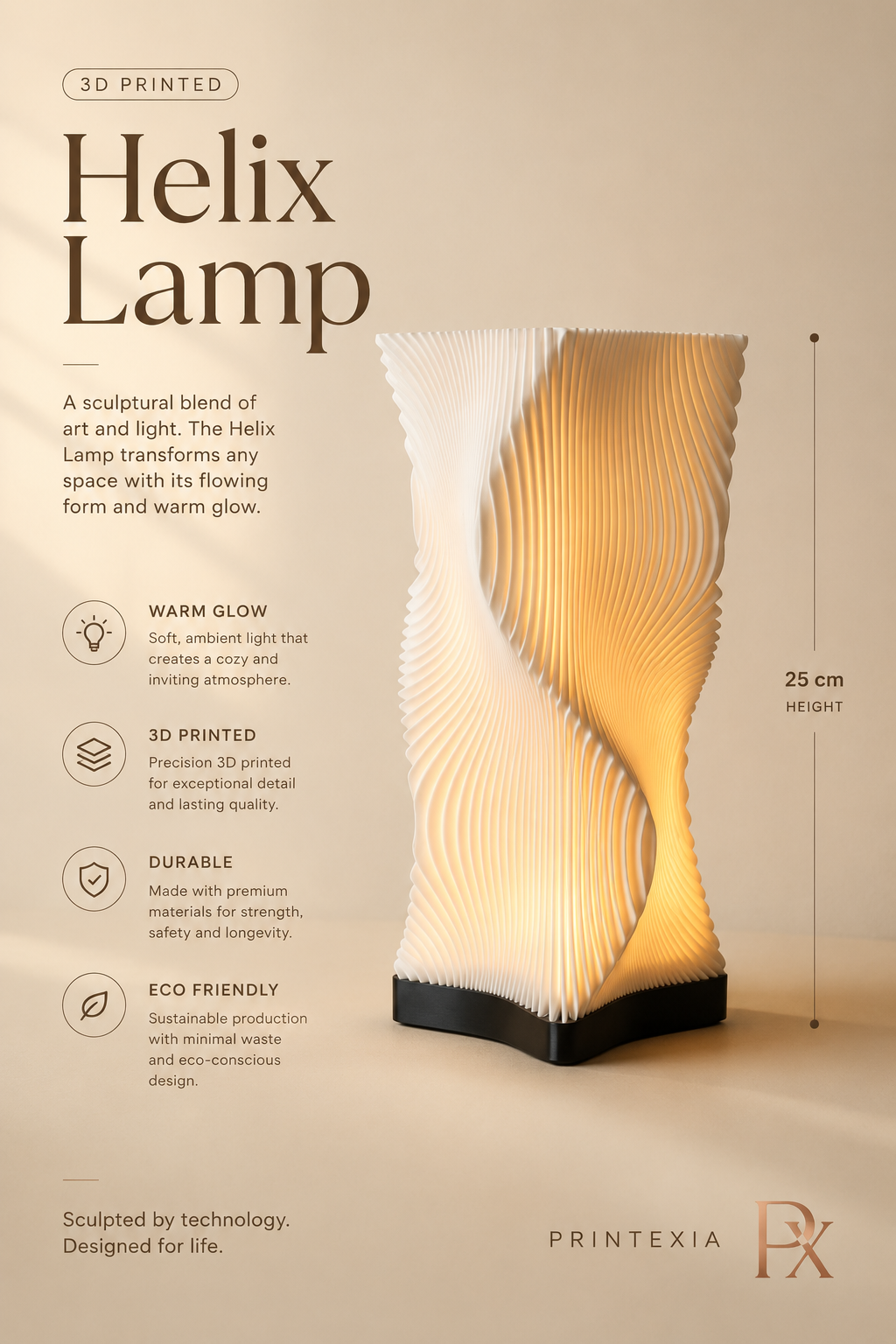 Helix LED Table Lamp | 3D Printed Miniature table Lamp | Home Décor | Ambient Night Light