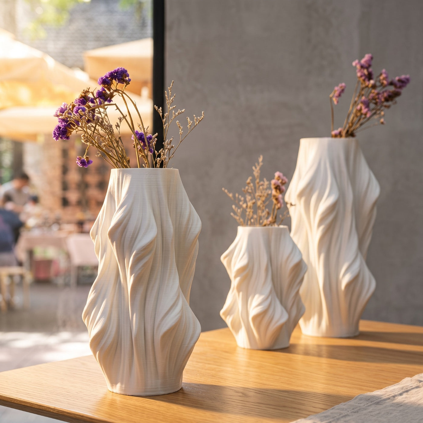 Modern Twisted Wave 3D Printed Decorative Vase | Minimalist Home Decor Flower Vase | Matte Finish | White