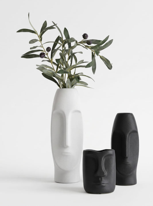 Nordic Face Vase Set | Modern 3D Printed Decorative Vases | Minimalist Scandinavian Home Décor | Matte Finish (Set of 3)