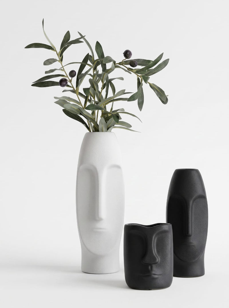 Nordic Face Vase Set | Modern 3D Printed Decorative Vases | Minimalist Scandinavian Home Décor | Matte Finish (Set of 3)