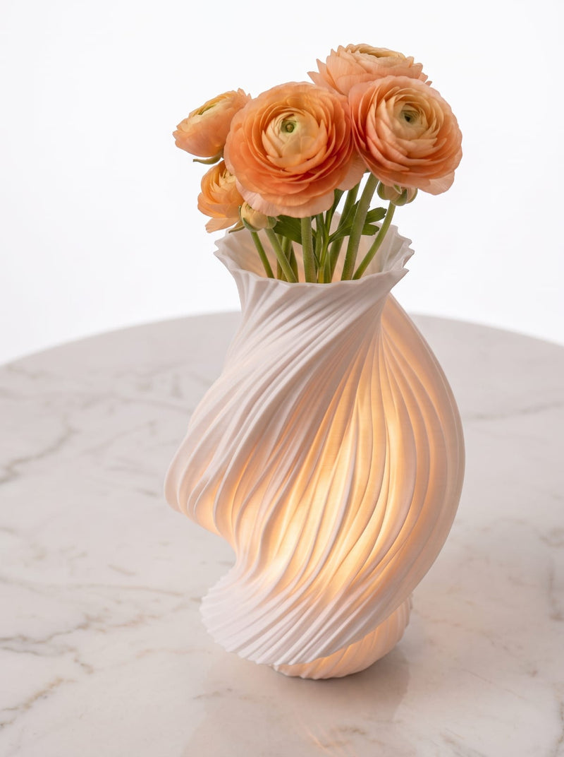 Twisted Spiral 3D Printed Decorative Vase | Modern Sculptural Flower Vase | Minimalist Home Décor | Matte White